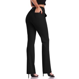 DAYOUNG Bootcut Yoga Pants for Women Tummy Control Workout Bootleg Pants High Waist, 4 Way Stretch Pants Y52-Black-S