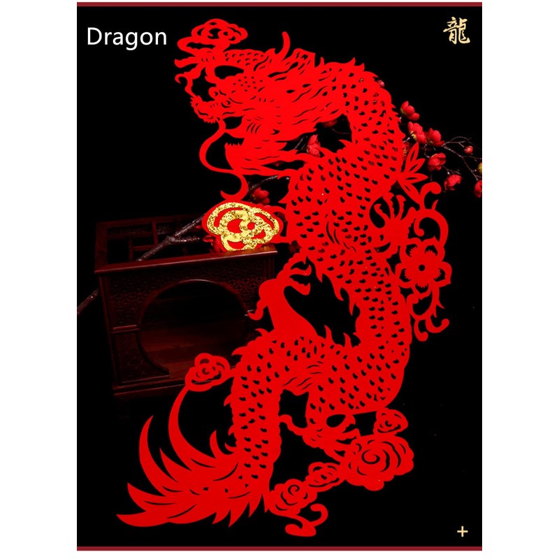 Semli Traditional Chinese Wedding Party Decoration Dragon Phoenix Door Stickers