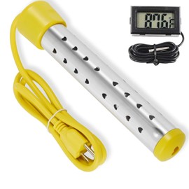 Immersion Water Heater, 1500W Portable Hot Water Heater, Submersible Water Heater Heats up 5 Gallons of Water in Minutes, Anti-scalding Bucket Heater with Temperature Control, Quick Heating(Yellow)