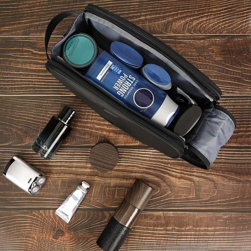 ZEEMO Travel Toiletry Bag for Men, Medium Water-Resistant Double-Sided Full-Open
