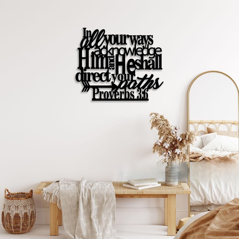 LIYOUYA Proverbs 3:6 Metal Wall Decor - Scripture Motivational Christian