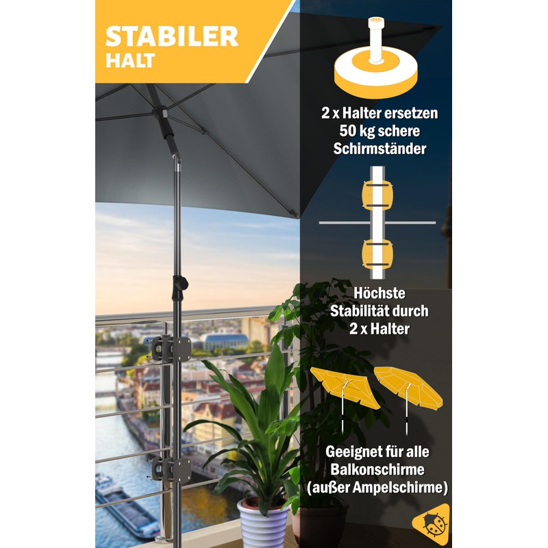 Menz Parasol Holder Balcony Railing, Set of 2 – Umbrella