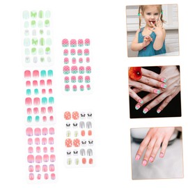 FOMIYES Girls' Nail Art Set 5 Boxes 120pcs Fake Nails Bright Patterns Easy Application Style