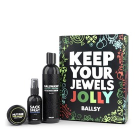 Ballsy Gift Set For Men, Jolly Jewels Pack, Includes Body Wash, Deodorizing Spray, and Cologne Rub, Men Hygiene Products, Mens Body Care, Ball Wash For Men Christmas Gift pack, Ocean and Air