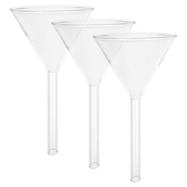 Gatuida Glass Filling Funnel 3pcs 60mm Scientific Short Stem Funnels Lab Borosilicate Glass Funnels for Filling Liquors Flask