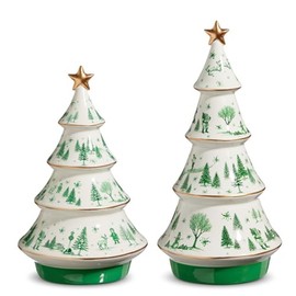 RAZ Imports Christmas Scene Trees, 11.5-inch Height, Dolomite, Set of 2, Christmas, Home Décor