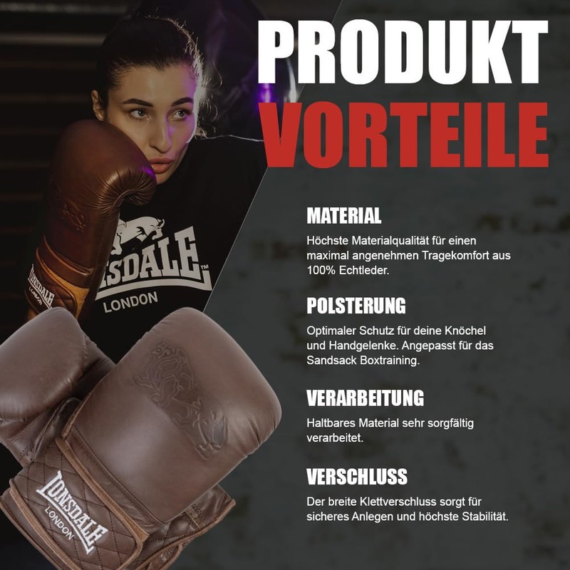 Lonsdale Unisex Adult Bag Gloves Equipment, Vintage Brown, S/M