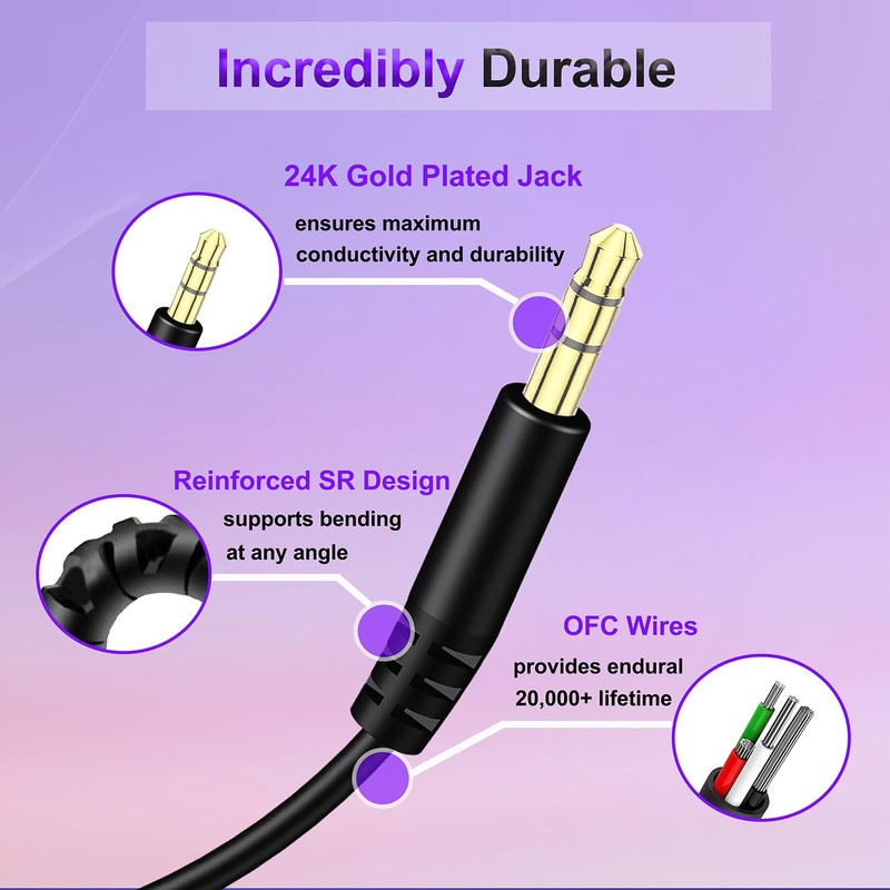 Beats Headphones Replacement Audio Cable Wire 3.5mm to 3.5mm Aux