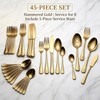 45-Piece Hammered Gold Flatware Set for 8,Premium 18/10 Stainless Steel