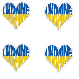 Pack of 4-3 Inch Stickers - Ukraine Heart Sticker - Laptop Sticker - Waterproof Vinyl for Car Phone Water Bottle - Ukrainian Flag Decal - Sticker Graphic Decal