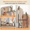 Laiensia Double Rods Garment Rack with Wheels, Clothing Rack for