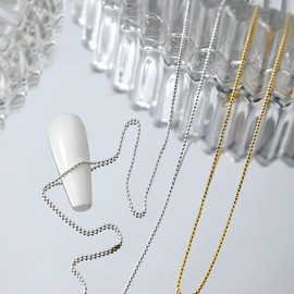 Nail Parts, Nail Chain, 4 Pieces, 4 Types, 20.9 inches (50 cm), Extra Fine Ball Chain, Cuttable 0.03 inches (0.8 + 1 mm), Nail Decoration Parts, Nail Art, Nail Art, DIY, Crafts, Fashion, Ornaments,