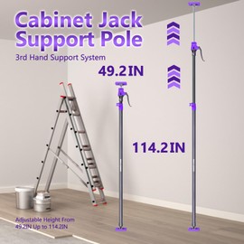 MAKA ZARION Cabinet Jacks for Installing Cabinets, Adjustable Support Pole, Jack Rod Third Hand Tool from 49.2" - 114.2" inches, Capacity for Cabinet Jack, Drywall Jack& Zip Poles, 2-Pack