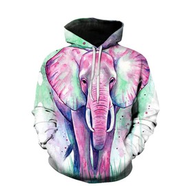 Hisayhe Unisex Funny Animal Hoodies 3D Print Elephant Hooded Sweatshirt Pullover,Colour2,M