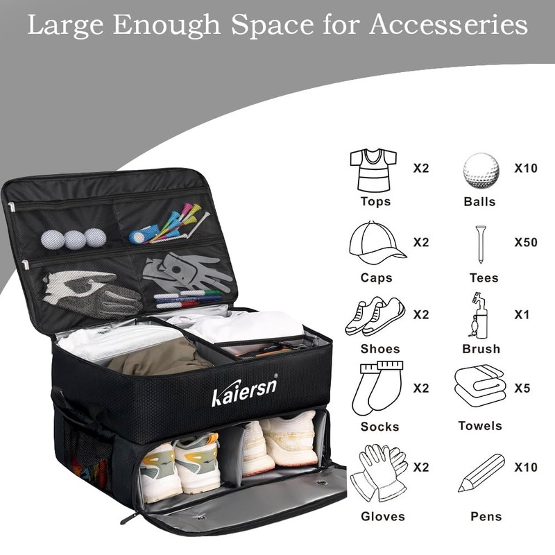2 Layer Golf Trunk Organizer, Waterproof Car Golf Locker with