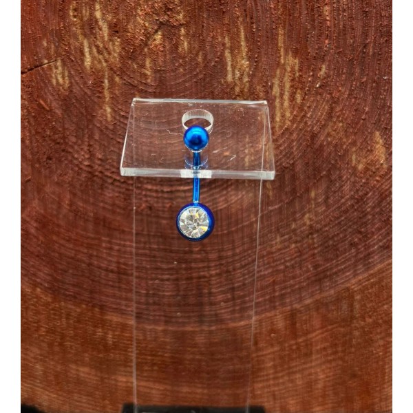 Flexi Stainless Steel Blue Belly Button Ring 15 Gauge Flexi