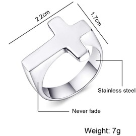 Jude Jewelers Stainless Steel Christian Sideways Cross Signet Style Ring, Metal