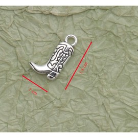 Ruwado 30 Pcs Cowboy Boot Charms Western Cute Small 1.8 x 1.1 cm Cute Pendants Supplies for Jewelry Making Finding Kits Bracelets Necklace Keychain Key Ring (Antique Silver)