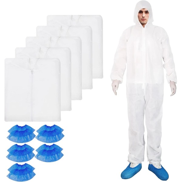 Does not apply 5 Pack Disposable Hazmat Suits with Hood,