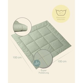 molis&co - Crawling Blanket for Baby 100 x 100 cm - 100% Cotton (Oeko-Tex) - Play Mat Baby Multifunctional, Thick & Soft Padded - Ideal as a Baby Blanket & Play Blanket Baby - Mint Tea