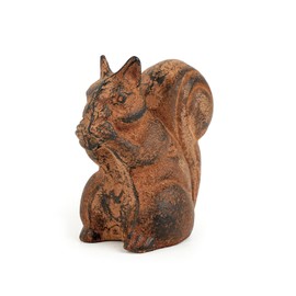 Sungmor Cast Iron Squirrel Statue, Vintage Animal Collection Figurines, Home Office Table Decor, Paperweight, Doorstop, Garden Lawn Cute Ornament, Rust Finish