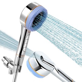 7-Piece High-Pressure Handheld Shower Head, Chrome ABS, with Button Control, Multi-Function Massage & Mist, 1.5m PVC Hose, Water Saving, Easy Installation, Leak-Proof Seal Design