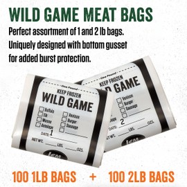 LEM Products Wild Game Meat Bags Bundle, Includes a 100-Count Box of 1 Pound and a 100-Count Box of 2 Pound Capacity Bags