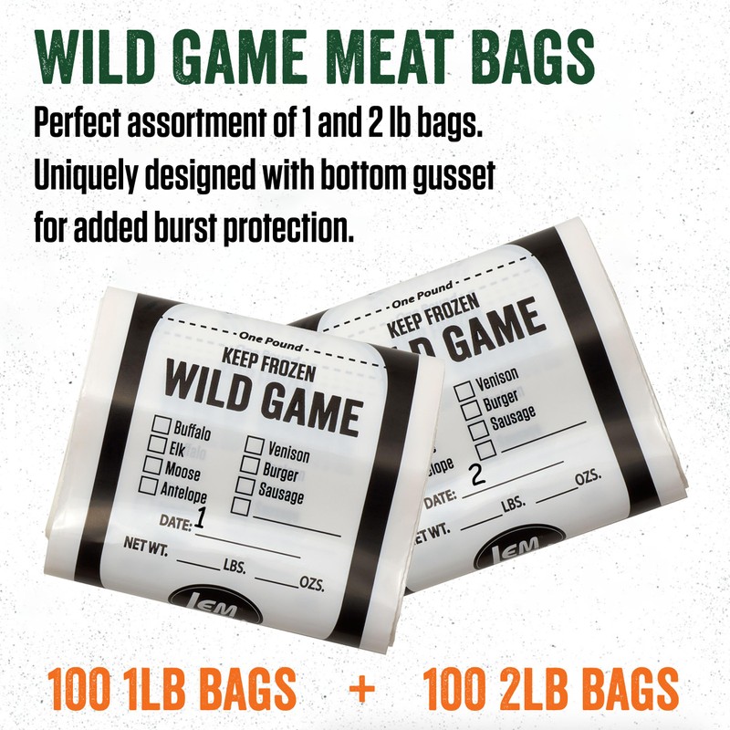 LEM Products Wild Game Meat Bags Bundle, Includes a 100-Count