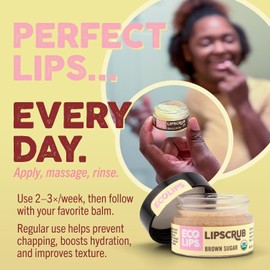Eco Lips Exfoliante Labial De Azúcar, Paquete De 4(4 Frascos De 7 G)Tratamiento Labial 100 % Orgánico Con Azúcar Orgánica Y Aceite De Coco: Exfolia Y Pule Suavemente Los Labios Secos Y Agrietados(Paqu
