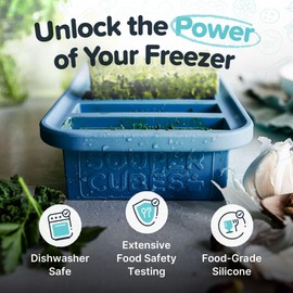 Souper Cubes 1/2 Cup Silicone Freezer Molds, Perfect for Storing Soups, Sauces, Juices, Desserts, Smoothie Prep and More, Freezer Portion Molds for Meal Prepping - Blueberry - 2-Pack