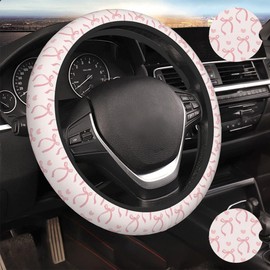 Pink Bow Steering Wheel Cover Cute Car Accessories