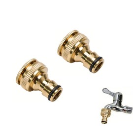 Brass Snake Mouth Hose Joint 1/2" 3/4" Convertible Leak Proof with Rubber Washers Easy Install 2 Piece Water Faucet Parts Outdoor Use Durable 2-in-1 Shower Hose Adapter Hose Joint Water Hose Joint