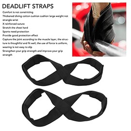 Un par de cifras 8 correas de levantamiento de pesas, antideslizantes, para entrenamiento de fuerza, color negro