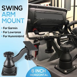 Horizontal 6" Swing Arm Mount Fishfinders & Chartplotters Mount Bracket 360° Rotation Fits for Garmin, Lowrance, Humminbird, and More