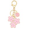 Cute Keychain Pink Flower Initial Letter Keychains for Women Flower