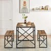 VECELO Wood Dining Table Set for 4 with Bench Kitchen