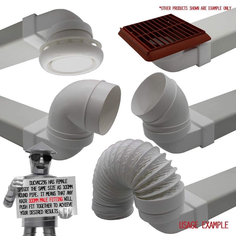 Kair Elbow Bend Adaptor 110mm x 54mm to 100mm -