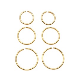 JSDDE 6pcs 20G Stainless Steel Nose Ring Hoop Septum Lip Tragus Earring Cartilage Helix Piercing 6mm-10mm Gold