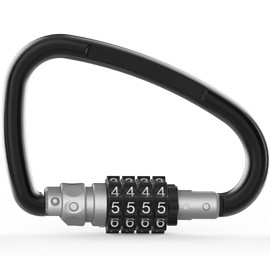 UP Security 4" 25KN Carabiner Clips Heavy Duty with Combination Lock, Large Tactical Climbing Clips, Metal Locking Carabiners, for Hiking Backpack Accessories, Safety Gear (D Ring, Gray)