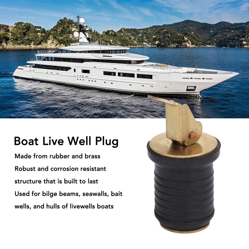 Boat Live Well Plug Brass Livewell Bait Well Drain Plug