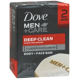 Dove Men Care Deep Clean Body + Face Soap Bar 4.25 oz ea 2 Bars