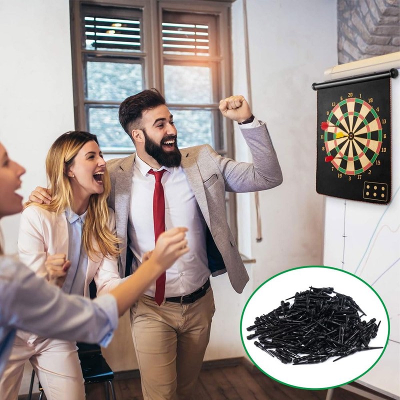 Pack of 200 Dart Tips, Plastic, Black, 2BA Thread Dart