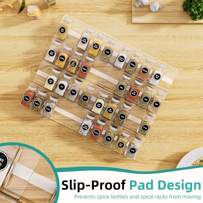 MIUKAA Acrylic Spice Drawer Organizer, 2 Tier - 4 Pack