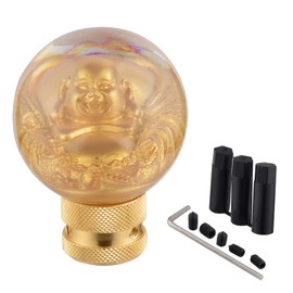 Padaodao Resin Lucky Shift Stick Handle Knob Crystal Round Gear Lever Shifter for Most Manual Automatic Vehicles SUV Car, Golden