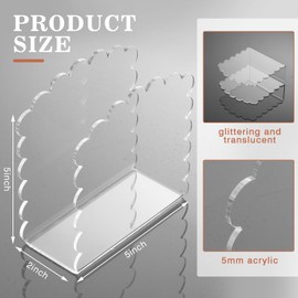 SiliFine 2 Pcs Scalloped Napkin Holder Clear Acrylic Cocktail Napkin Holder for Table Bathroom Kitchen Dining Room Organizer for Weddings Hotels Restaurant Party