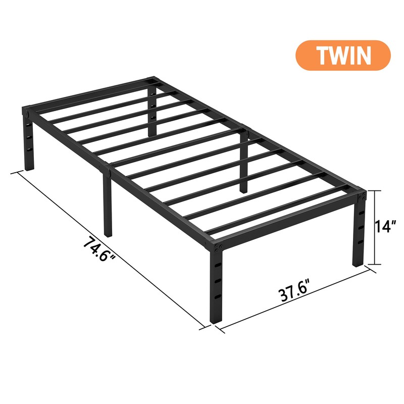 Hafenpo 14 Inch Twin Bed Frame - Sturdy Metal Platform