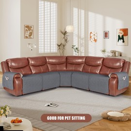 VANSOFY Extra Large Reclining Sectional Couch Covers, Waterproof 5-Piece Sofa Covers for L Shape Sectional Sofa Corner Seater Washable Slipcover for Pets, Dogs(5 Seat Recliner Cover, Dark Gray)