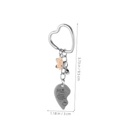 Alipis 1 Pair Key Chain Keychain Accessories for Women Heart Charms Cute Keychains for Car Keys Matching Couples Stuff Couples Keychain Heart Bag Charm Matching Keychain Stainless Steel