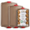 Baking Sheet Set, 3-Piece Cookie Sheet Set with Silicone Handles,