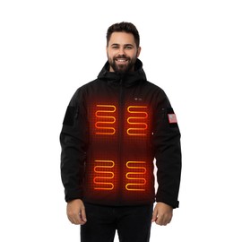 HENNCHEE Heated Jackets for Men with 12V 16000mAh Battery Pack, Waterproof Electric Heating Coat Windproof Soft Shell Jacket S